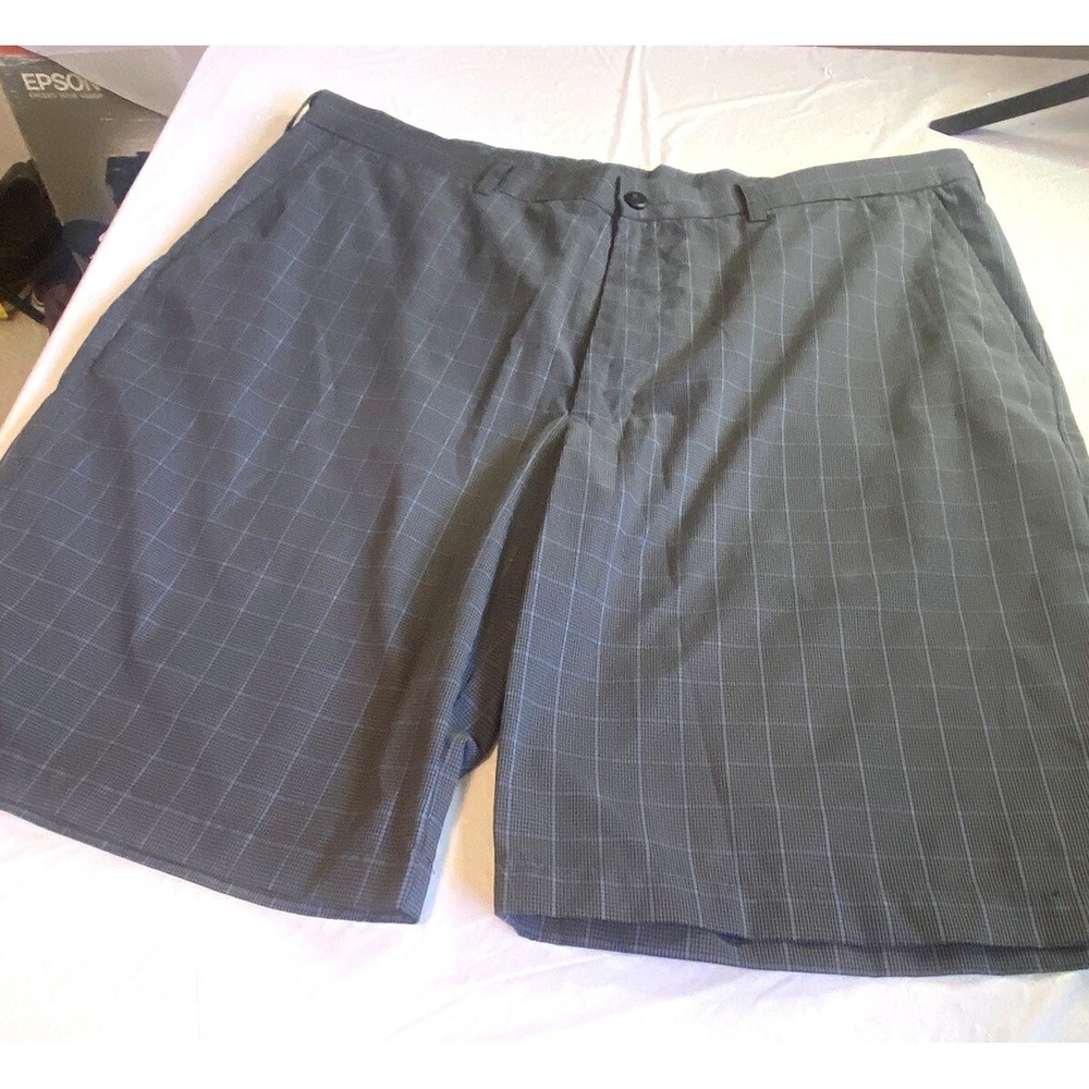 Ben Hogan Performance Mens Gray Grid Plaid Golf Shorts Size 38 Houndstooth